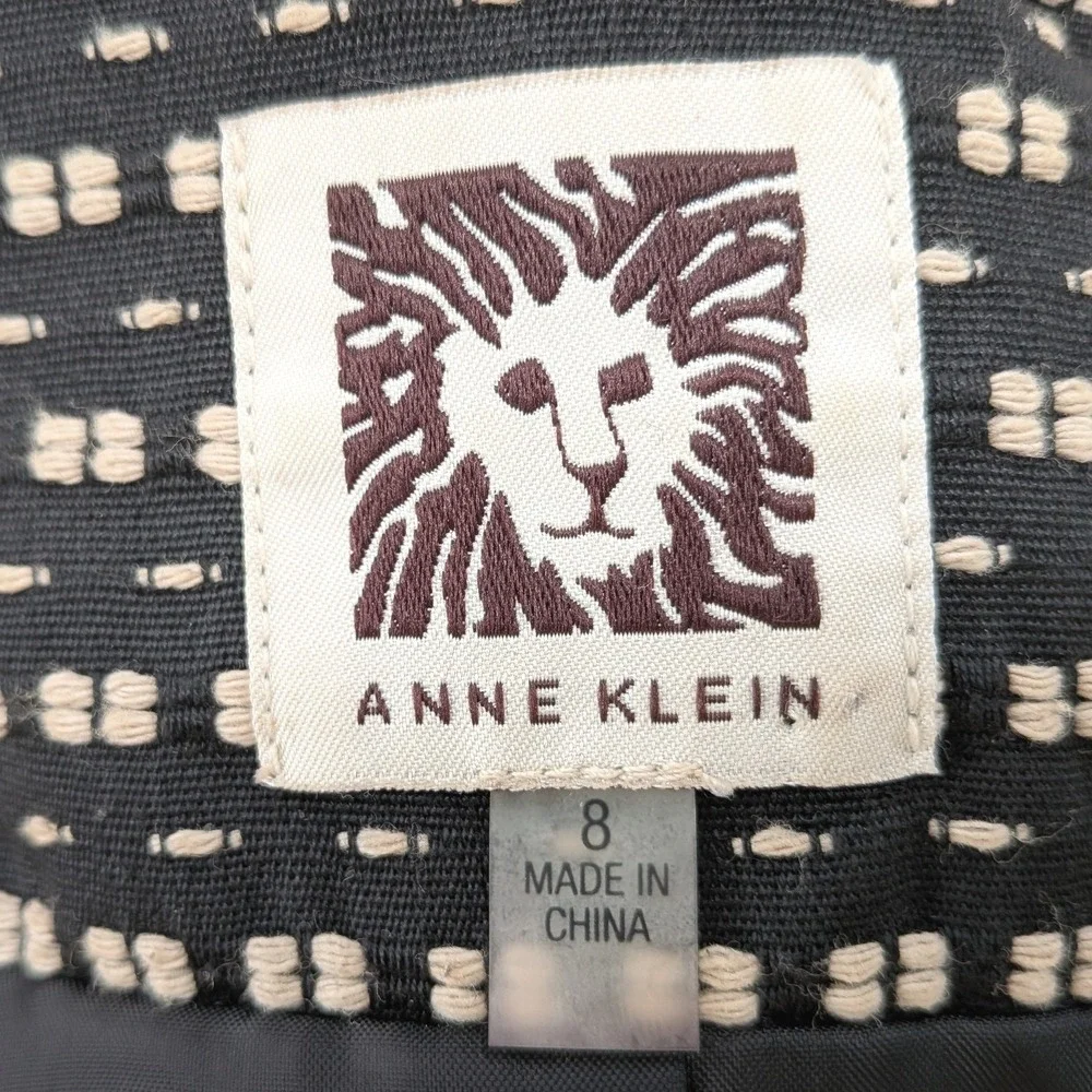 Anne Klein Textured Embroidered Blazer Brown Khaki Career Jacket Size 8‎